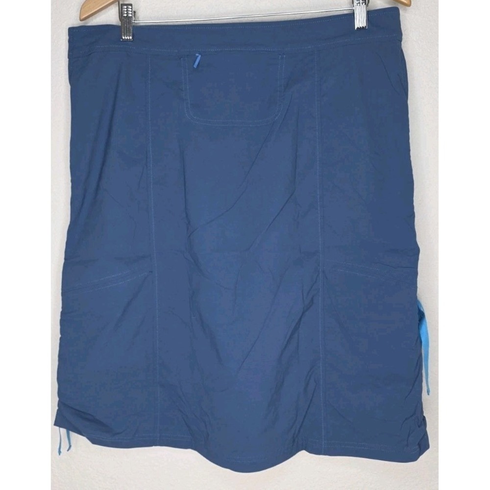 Title Nine Women 14 Navy Skirt‎ Zipper Pocket Cinch Tie Sides Golf Casual Cargo - Picture 3 of 6